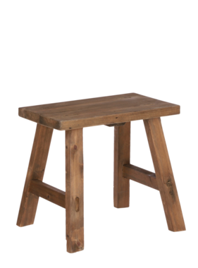 KantoormeubelenPlus Bold Houten Krukje - L38 x B28,5 x H34 cm - Gerecycled Hout - Bruin