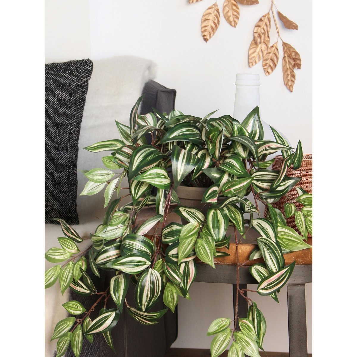 KantoormeubelenPlus Tradescantia Kunst Hangplant - L15 x B30 x H80 cm - Groen