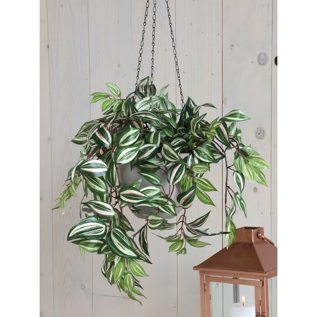 KantoormeubelenPlus Tradescantia Kunst Hangplant - L15 x B30 x H80 cm - Groen
