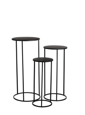 KantoormeubelenPlus Quinty Bijzettafel - Set van 3 - H70 x Ø32 cm - Metaal - Zwart