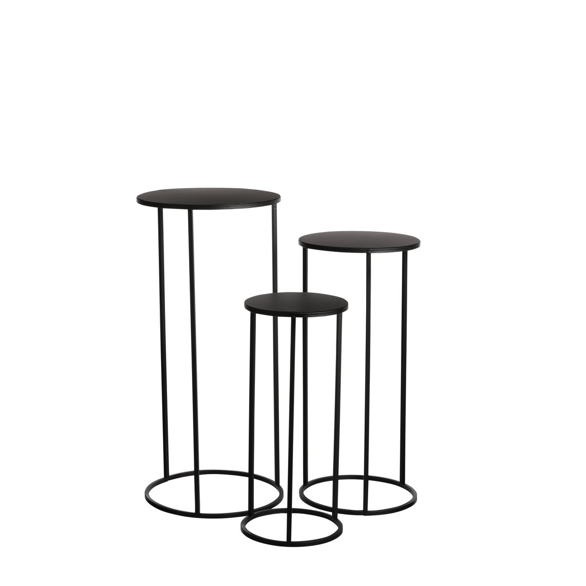 KantoormeubelenPlus Quinty Bijzettafel - Set van 3 - H70 x Ø32 cm - Metaal - Zwart