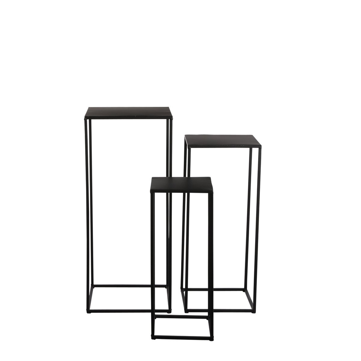 KantoormeubelenPlus Quinty Bijzettafel - Set van 3 - L30 x B30 x H70 cm - Metaal - Zwart