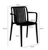 KantoormeubelenPlus Paloma Tuinstoel - L53 x B53 x H77,5 cm - Polypropyleen - Lichtgrijs