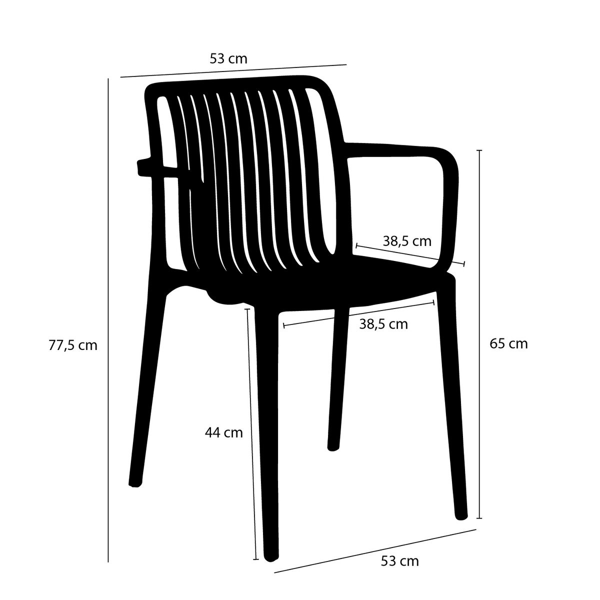 KantoormeubelenPlus Paloma Tuinstoel - L53 x B53 x H77,5 cm - Polypropyleen - Lichtgrijs