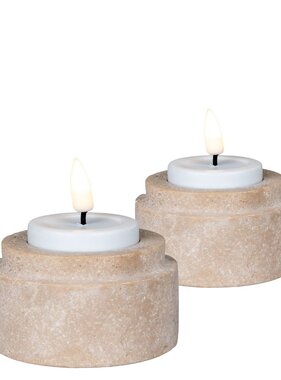 KantoormeubelenPlus Theelichthouder - Theelichthouder, travertijn, natuurlijk, set van 2