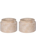 KantoormeubelenPlus Theelichthouder - Theelichthouder, travertijn, natuurlijk, set van 2