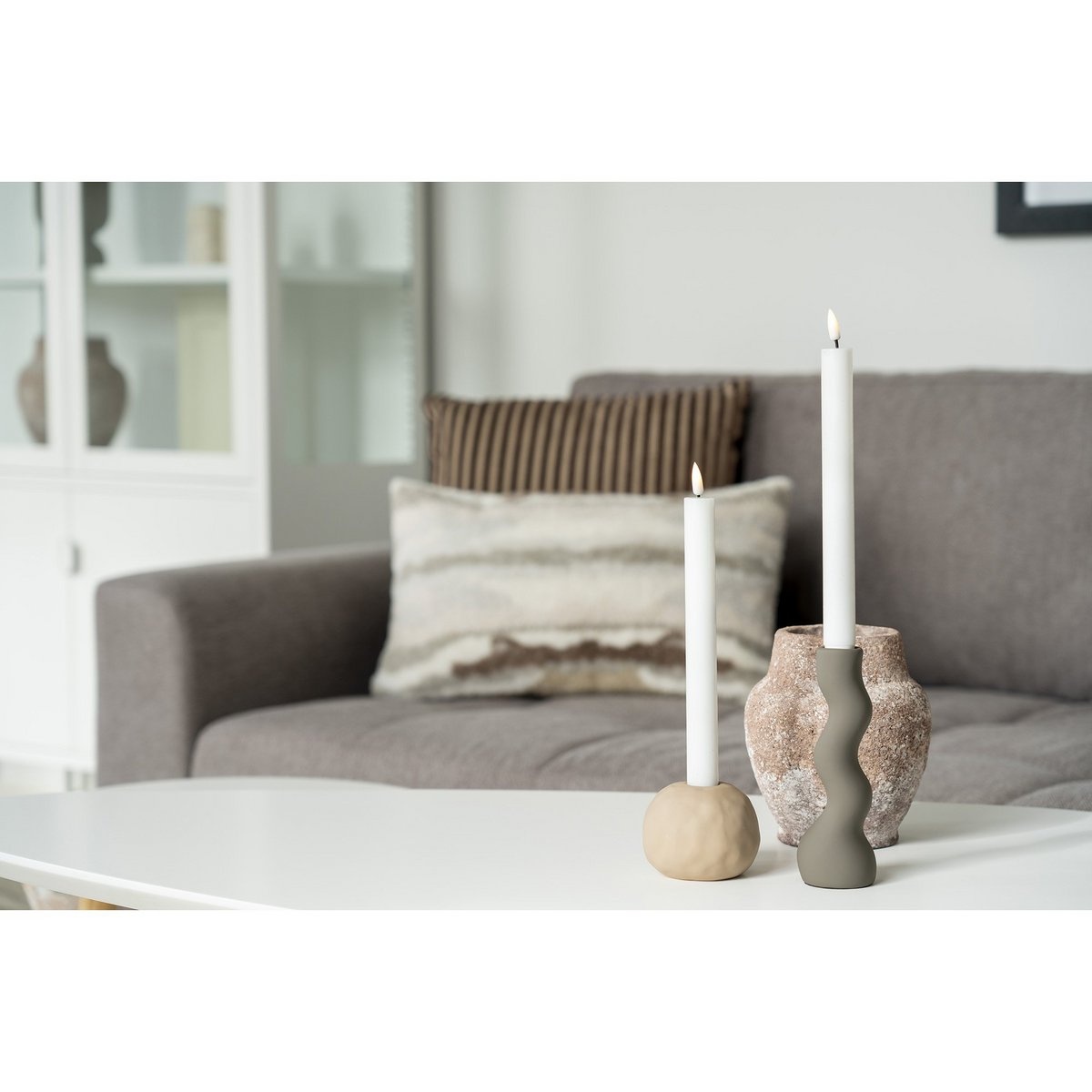 KantoormeubelenPlus Kaarsenhouder - Kaarsenhouder in keramiek, bruin, Ø8x6,5 cm