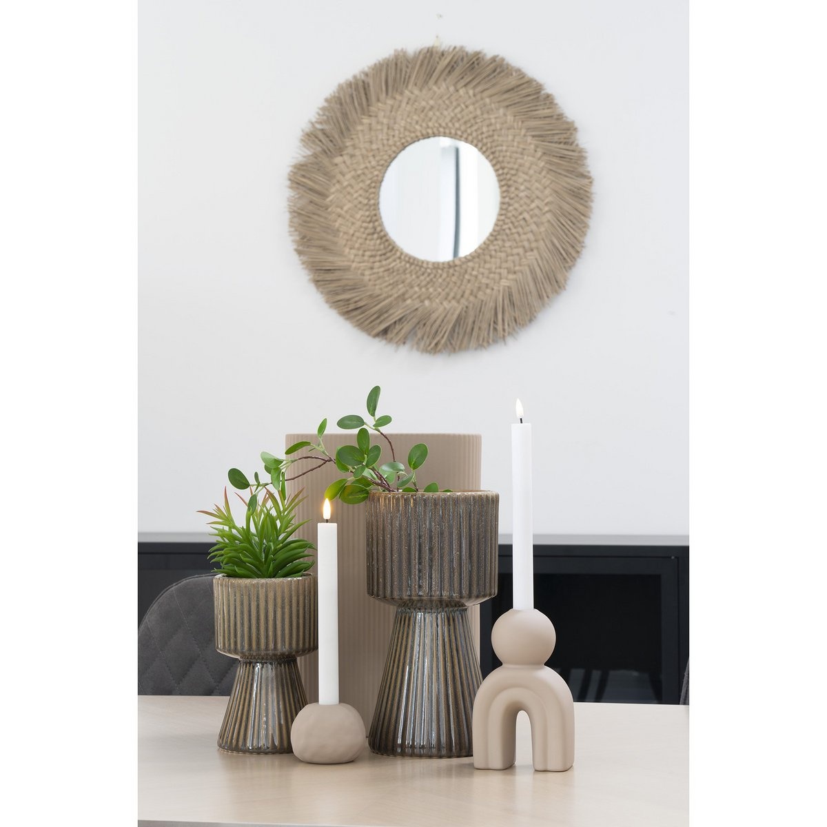 KantoormeubelenPlus Kaarsenhouder - Kaarsenhouder in keramiek, bruin, Ø8x6,5 cm