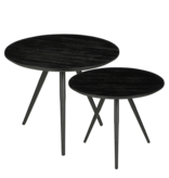 KantoormeubelenPlus Jailey Bijzettafel - Set van 2 - H49 x Ø50 cm - Gerecycled Hout - Zwart