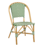 KantoormeubelenPlus Mandox Bistrostoel - L51 x B57 x H90 cm - Rotan - Donkergroen, Wit
