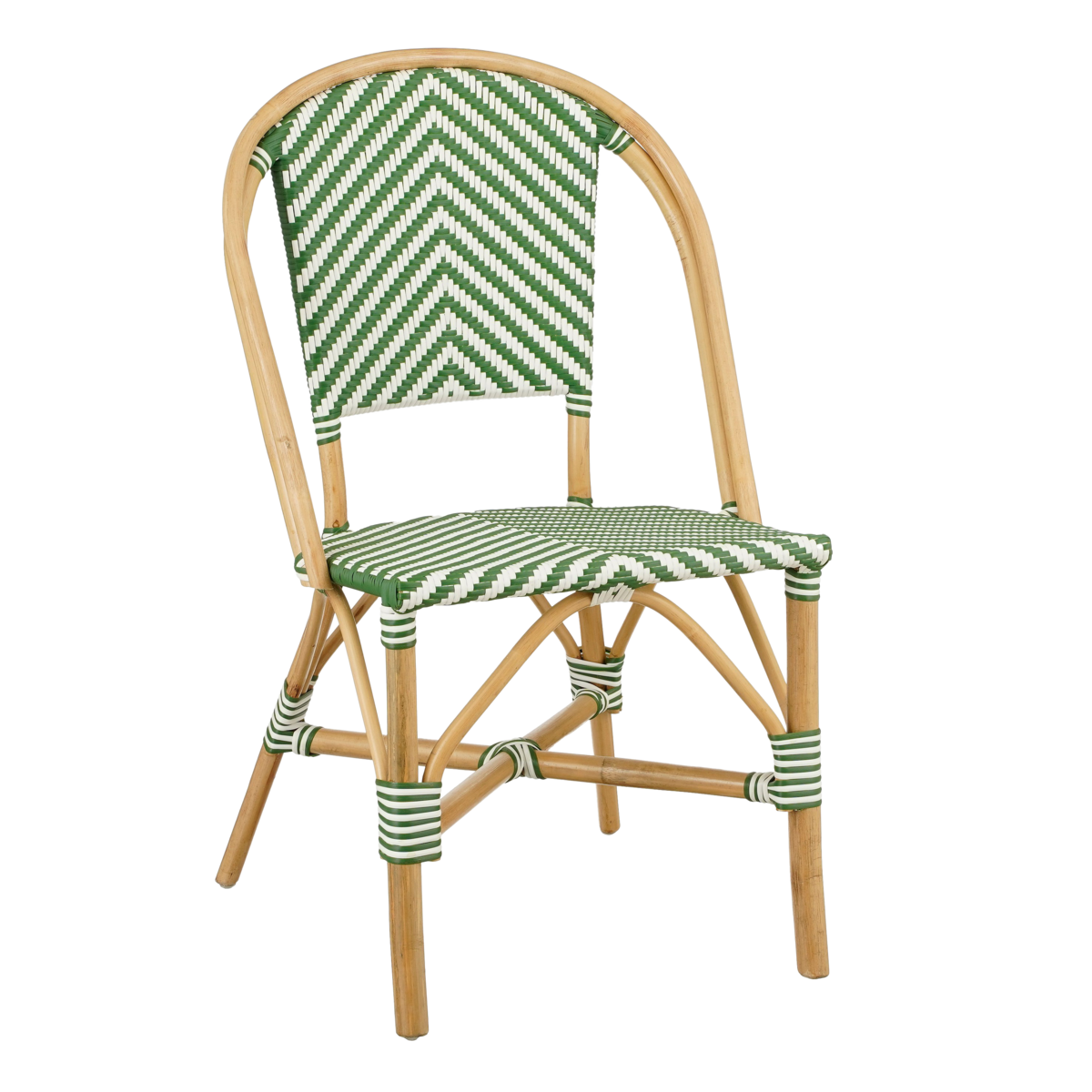 KantoormeubelenPlus Mandox Bistrostoel - L51 x B57 x H90 cm - Rotan - Donkergroen, Wit