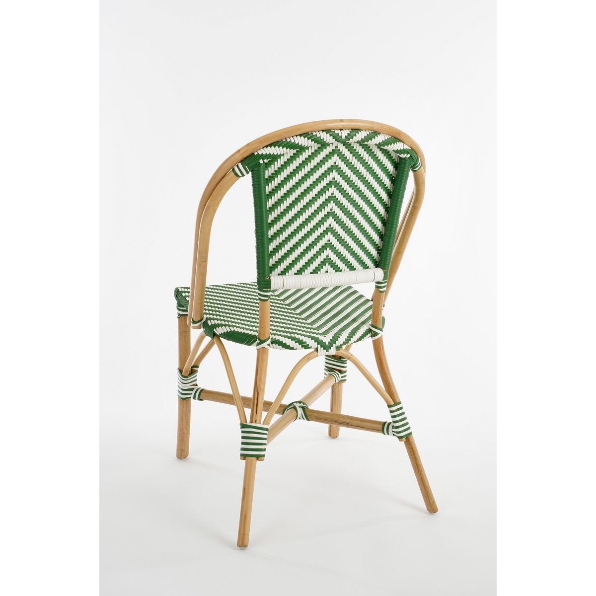 KantoormeubelenPlus Mandox Bistrostoel - L51 x B57 x H90 cm - Rotan - Donkergroen, Wit