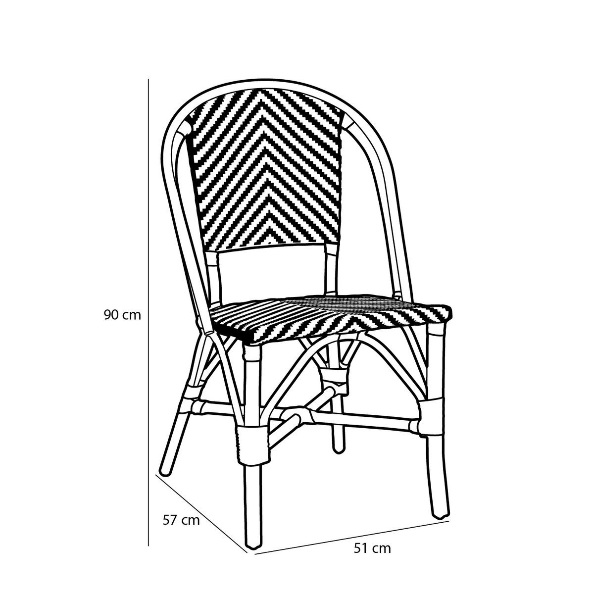 KantoormeubelenPlus Mandox Bistrostoel - L51 x B57 x H90 cm - Rotan - Donkergroen, Wit
