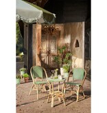 KantoormeubelenPlus Mandox Bistrostoel - L51 x B57 x H90 cm - Rotan - Donkergroen, Wit