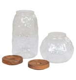 Taipei Storage Jar - Voorraadpot, glas/acacia, set van 2