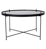 Venezia Salontafel - Salontafel zwart gepoedercoat staal met glas ø70xh40cm