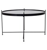Venezia Salontafel - Salontafel zwart gepoedercoat staal met glas ø70xh40cm