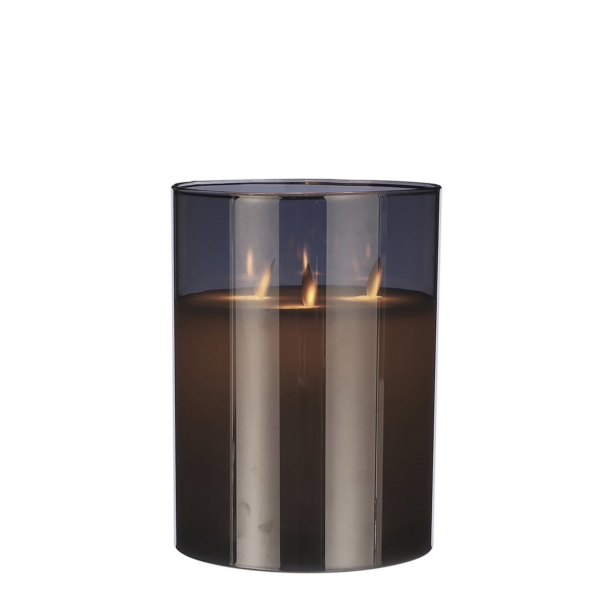 KantoormeubelenPlus LED Kaars - H20 x Ø15 cm - Glas/Wax - Grijs