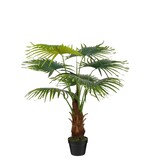 KantoormeubelenPlus Waaierpalm Kunstplant in Bloempot - H120 x Ø80 cm - Groen