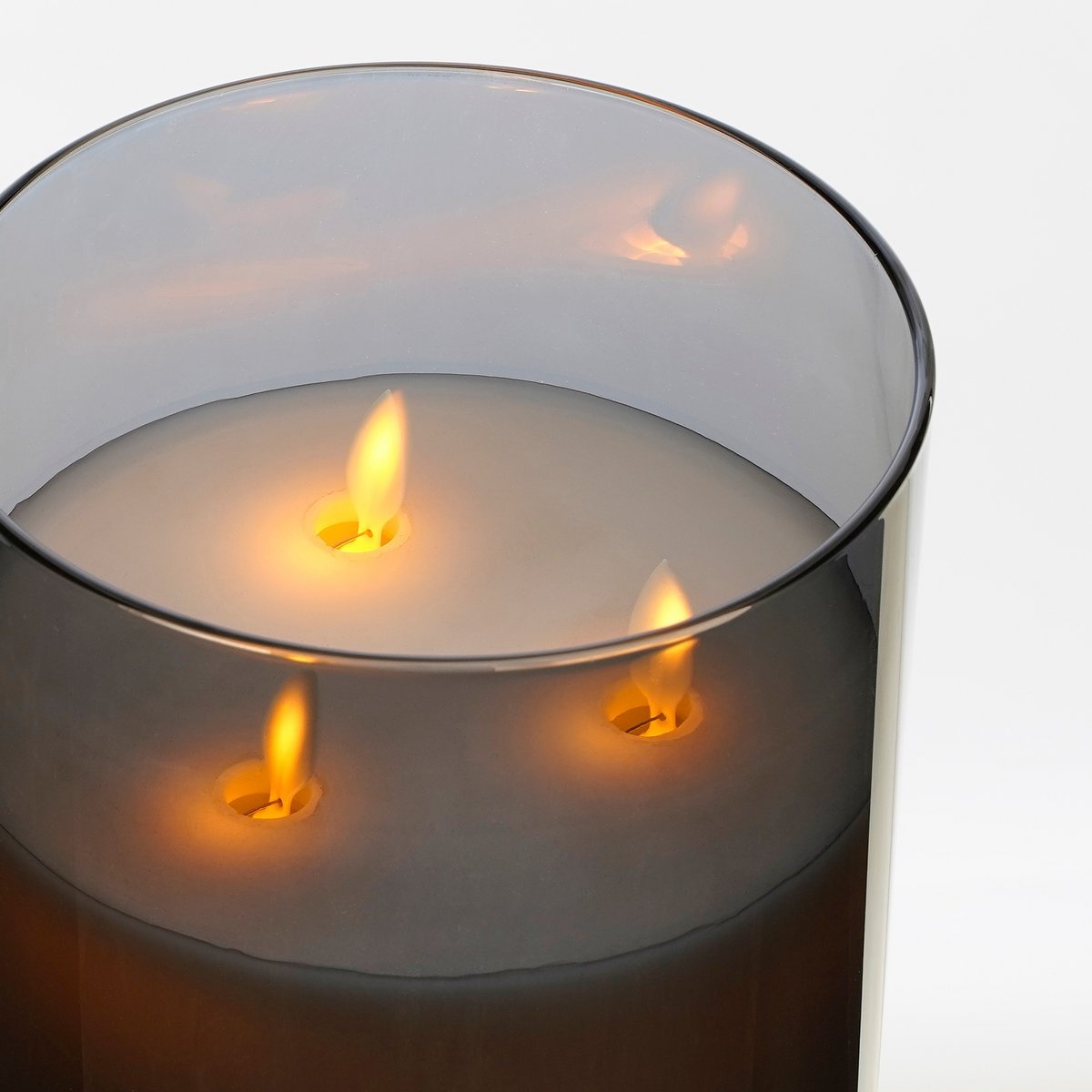 KantoormeubelenPlus LED Kaars - H20 x Ø15 cm - Glas/Wax - Grijs