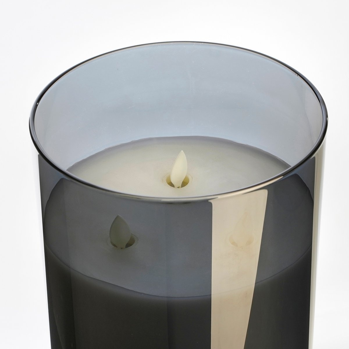 KantoormeubelenPlus LED Kaars - H20 x Ø15 cm - Glas/Wax - Grijs