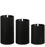 KantoormeubelenPlus LED Pilaarkaars - Set van 3 - H15 x Ø7,5 cm - Wax - Zwart