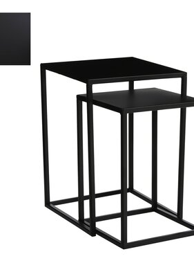 KantoormeubelenPlus Goa Bijzettafel - Set van 2 - L30 x B30 x H42 cm - Metaal - Zwart