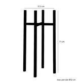 KantoormeubelenPlus Ascot Plantenstandaard XL - L37,5 x B37,5 x H71 cm - Metaal - Zwart