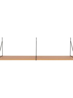 KantoormeubelenPlus Chiba Wandplank - Wandplank, essenfineer, zwart stalen frame, 120x29 cm