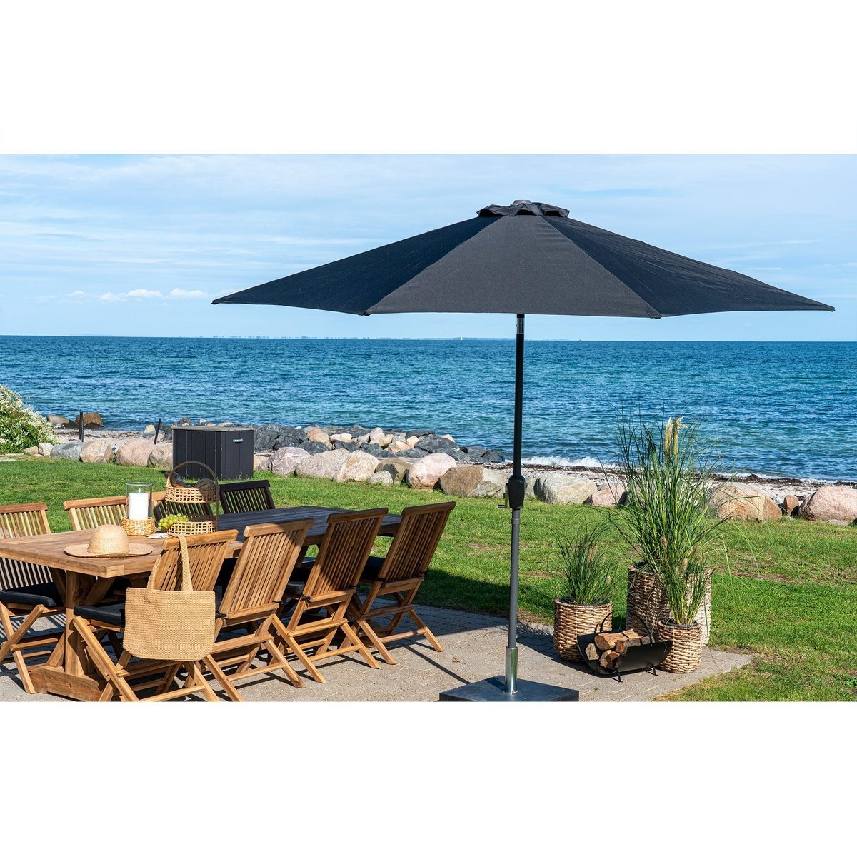 KantoormeubelenPlus Houston Parasol - Parasol met slinger en kanteling, metalen paal, zwart, ø300 cm