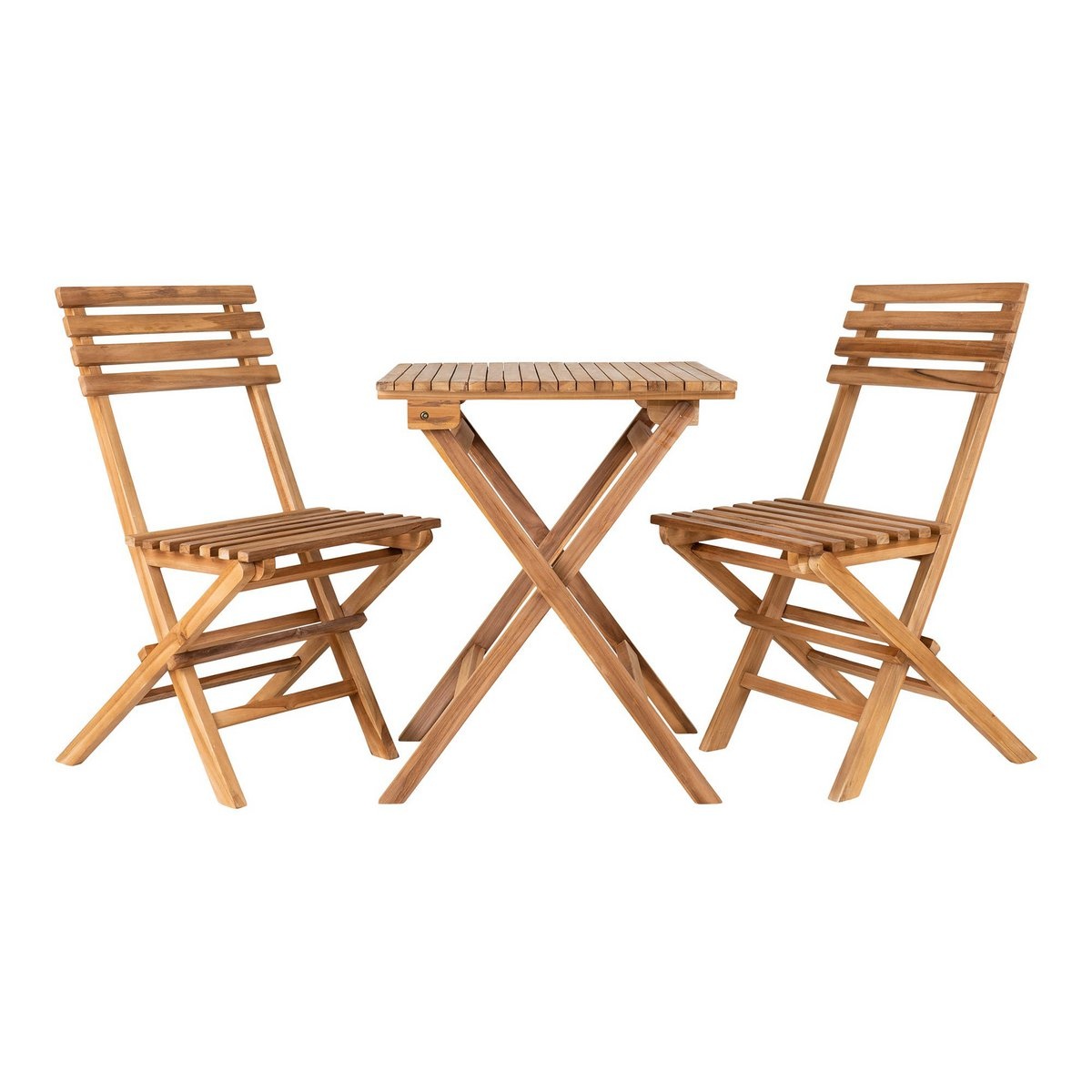 KantoormeubelenPlus Cuenca Caféset - Caféset, 2 stoelen en 1 tafel, teakhout, naturel