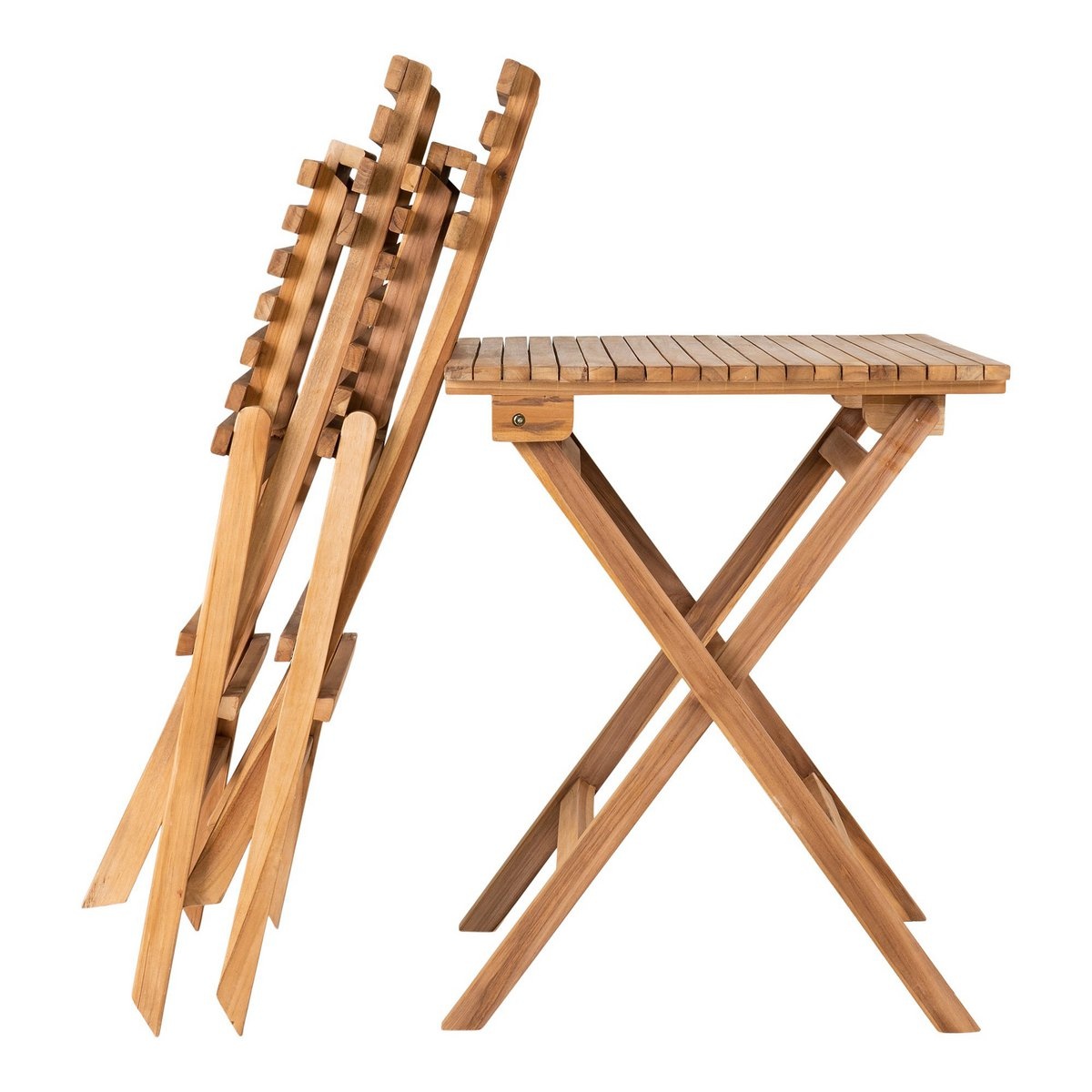 KantoormeubelenPlus Cuenca Caféset - Caféset, 2 stoelen en 1 tafel, teakhout, naturel