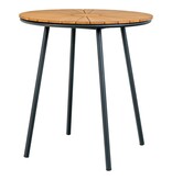 KantoormeubelenPlus Cleveland Café Table - Café Table, teak tafelblad, naturel, zwarte poten, ø70x74 cm