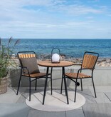 KantoormeubelenPlus Cleveland Café Table - Café Table, teak tafelblad, naturel, zwarte poten, ø70x74 cm