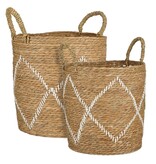 KantoormeubelenPlus Opbergmand - Set van 2 - H49 x Ø38 cm - Zeegras - Bruin