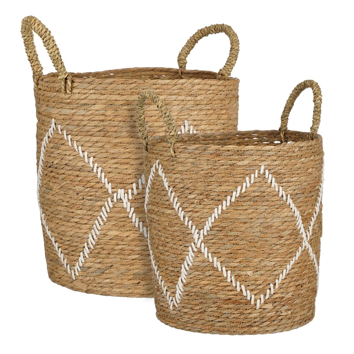 KantoormeubelenPlus Opbergmand - Set van 2 - H49 x Ø38 cm - Zeegras - Bruin