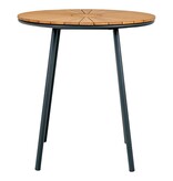 Cleveland Café Table - Café Table, teak tafelblad, naturel, zwarte poten, ø70x74 cm