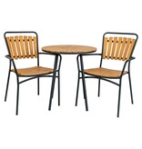 Cleveland Café Table - Café Table, teak tafelblad, naturel, zwarte poten, ø70x74 cm