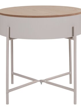 KantoormeubelenPlus Sisco Side Table - Bijzettafel in beige-lichtgrijs gepoedercoat staal, Ø40x40 cm