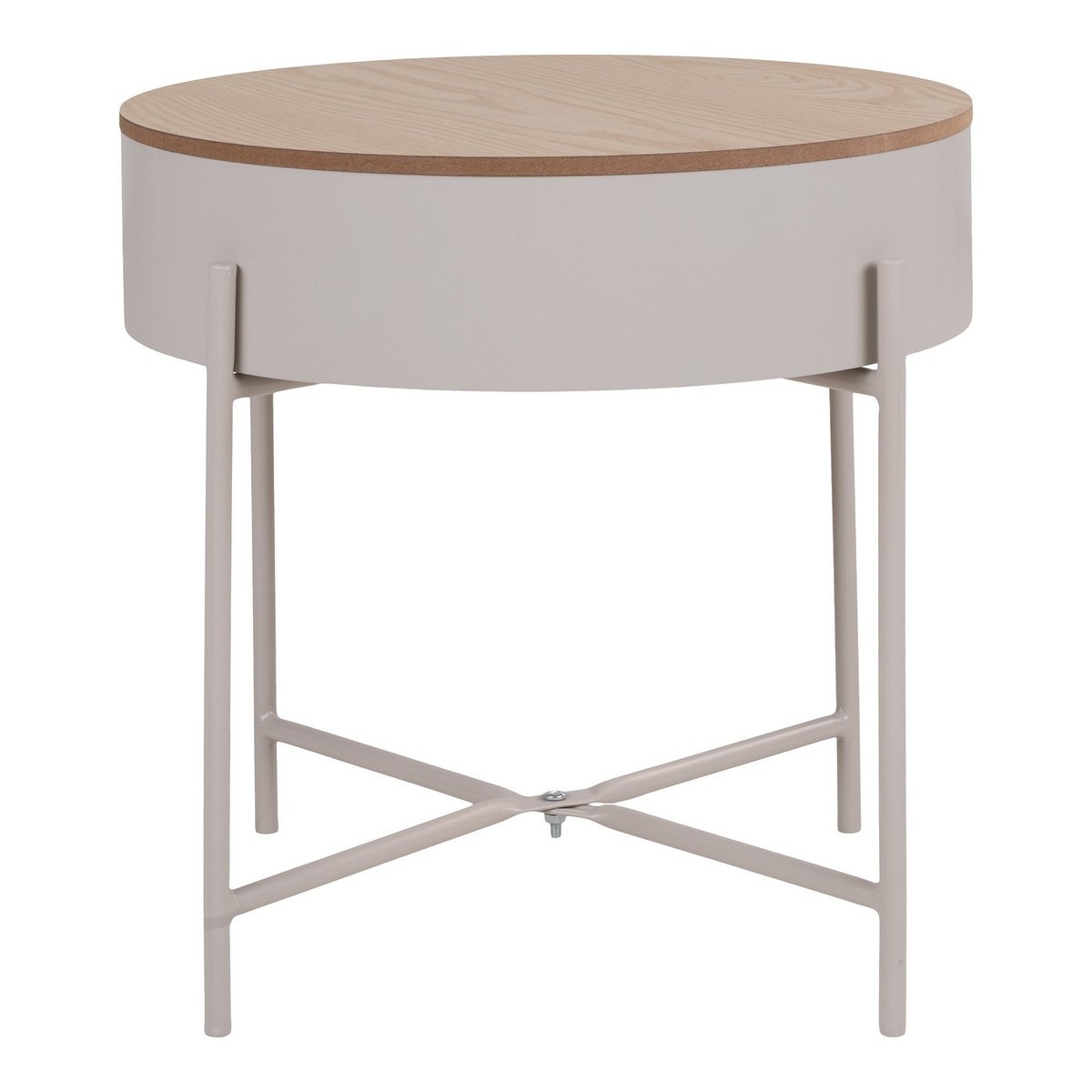 KantoormeubelenPlus Sisco Side Table - Bijzettafel in beige-lichtgrijs gepoedercoat staal, Ø40x40 cm