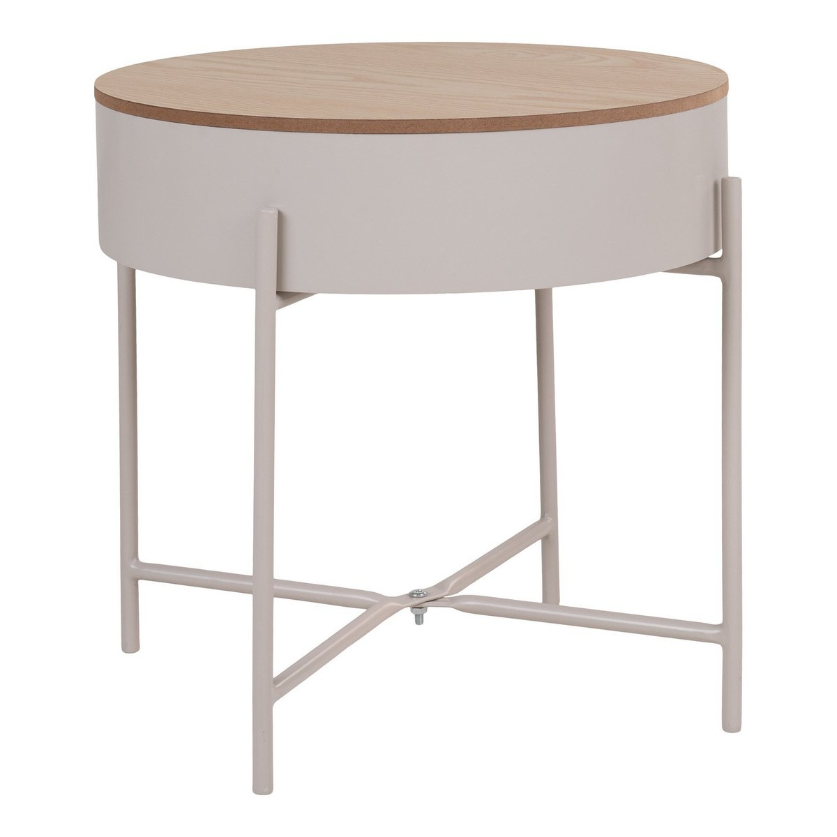 KantoormeubelenPlus Sisco Side Table - Bijzettafel in beige-lichtgrijs gepoedercoat staal, Ø40x40 cm