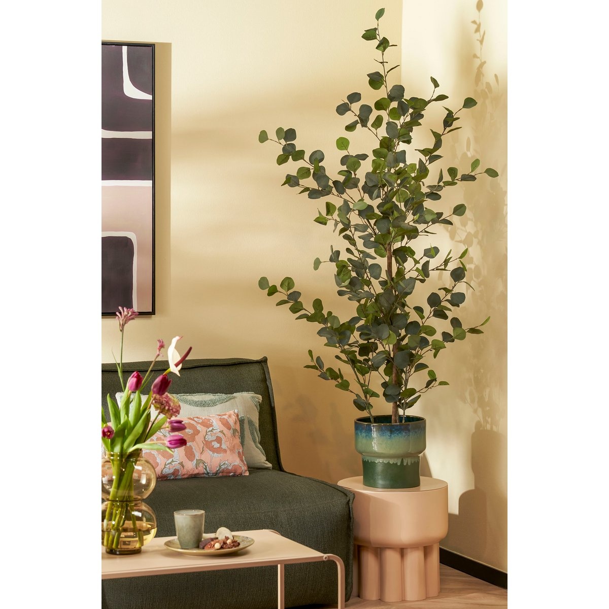 KantoormeubelenPlus Eucalyptus Kunstplant in Bloempot - H150 x Ø30 cm - Groen 