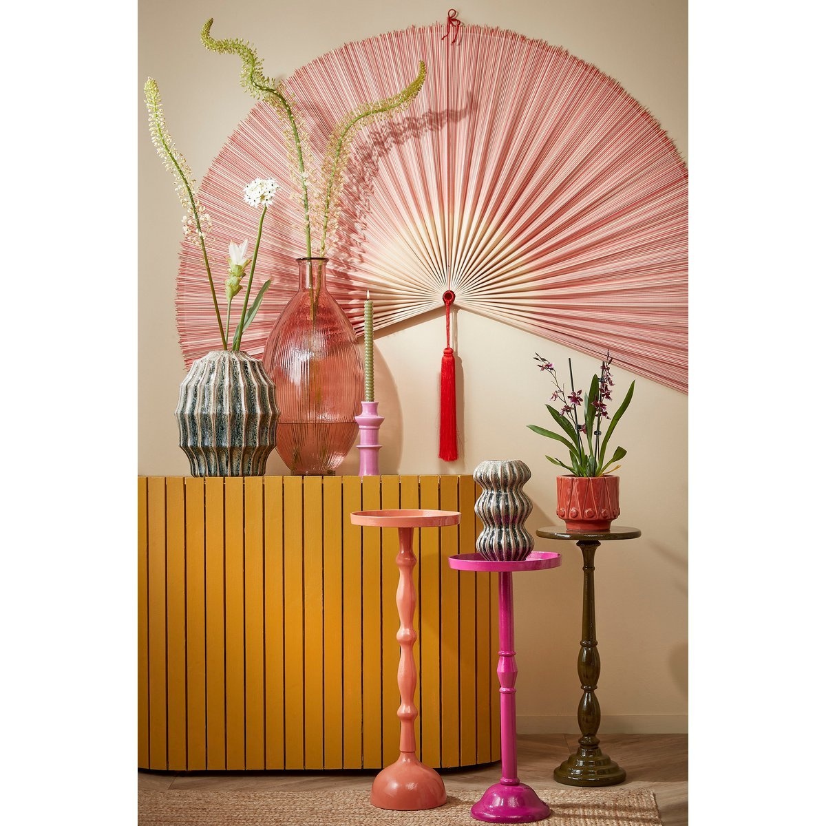 KantoormeubelenPlus Muurdecoratie Waaier - L105 x B150 cm - Bamboe - Oranje