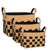 KantoormeubelenPlus Opbergmand - Set van 3 - L40 x B30 x H30 cm - Kurk/Vilt - Zwart