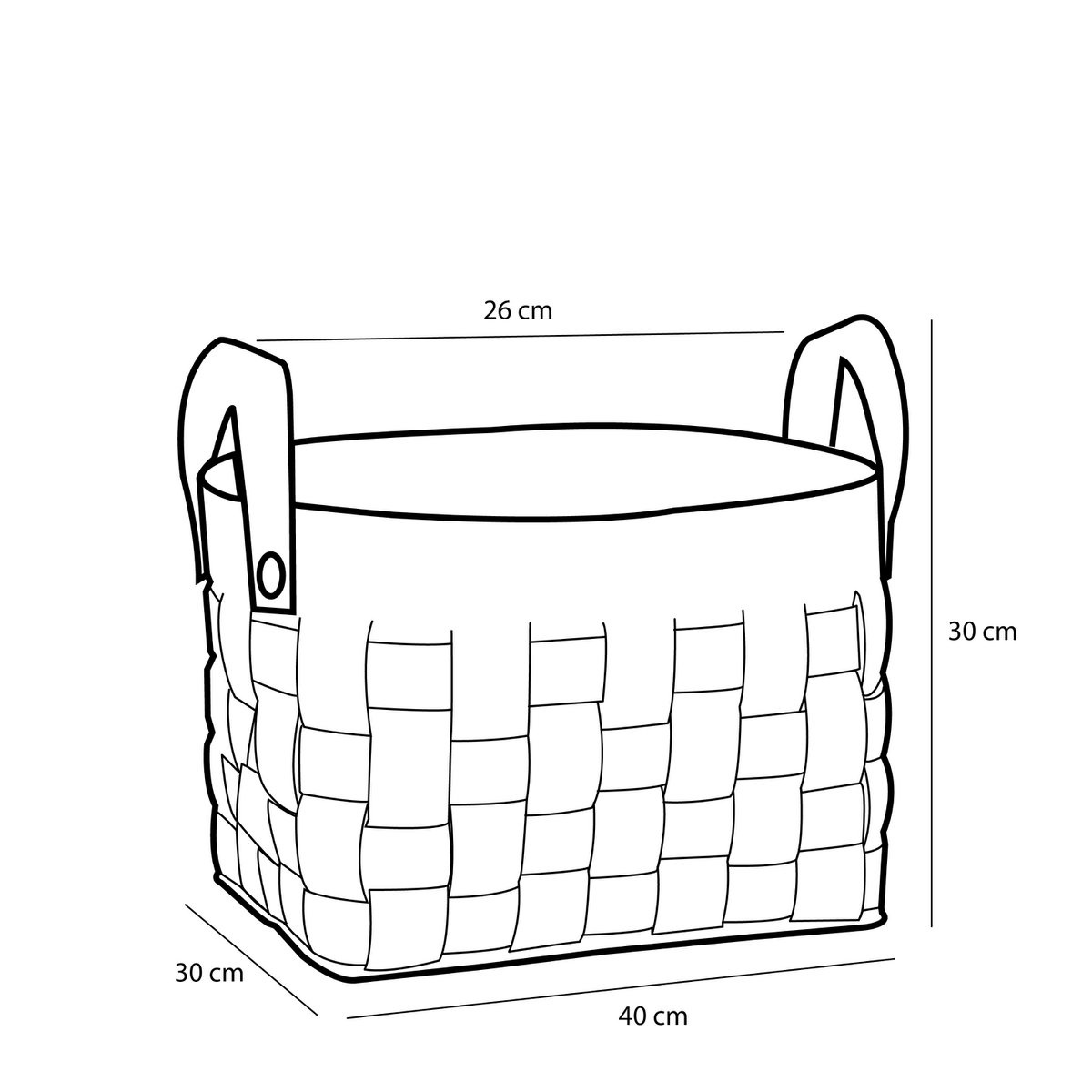 KantoormeubelenPlus Opbergmand - Set van 3 - L40 x B30 x H30 cm - Kurk/Vilt - Zwart