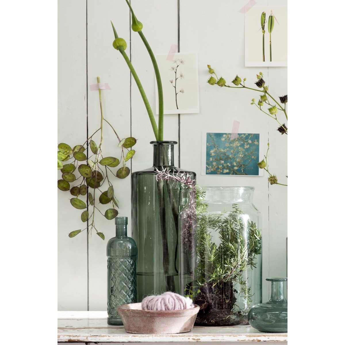 KantoormeubelenPlus Guan Fles Vaas - H40 x Ø15 cm - Gerecycled Glas - Groen