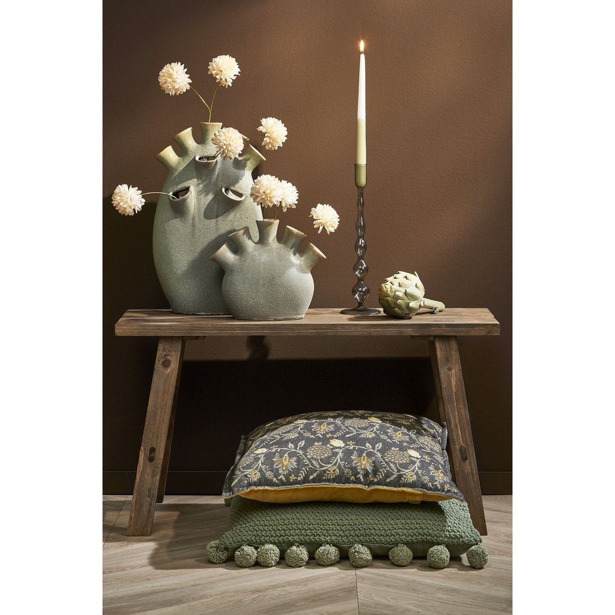 KantoormeubelenPlus Bold Houten Bankje - L80 x B36,5 x H44 cm - Gerecycled Hout - Bruin