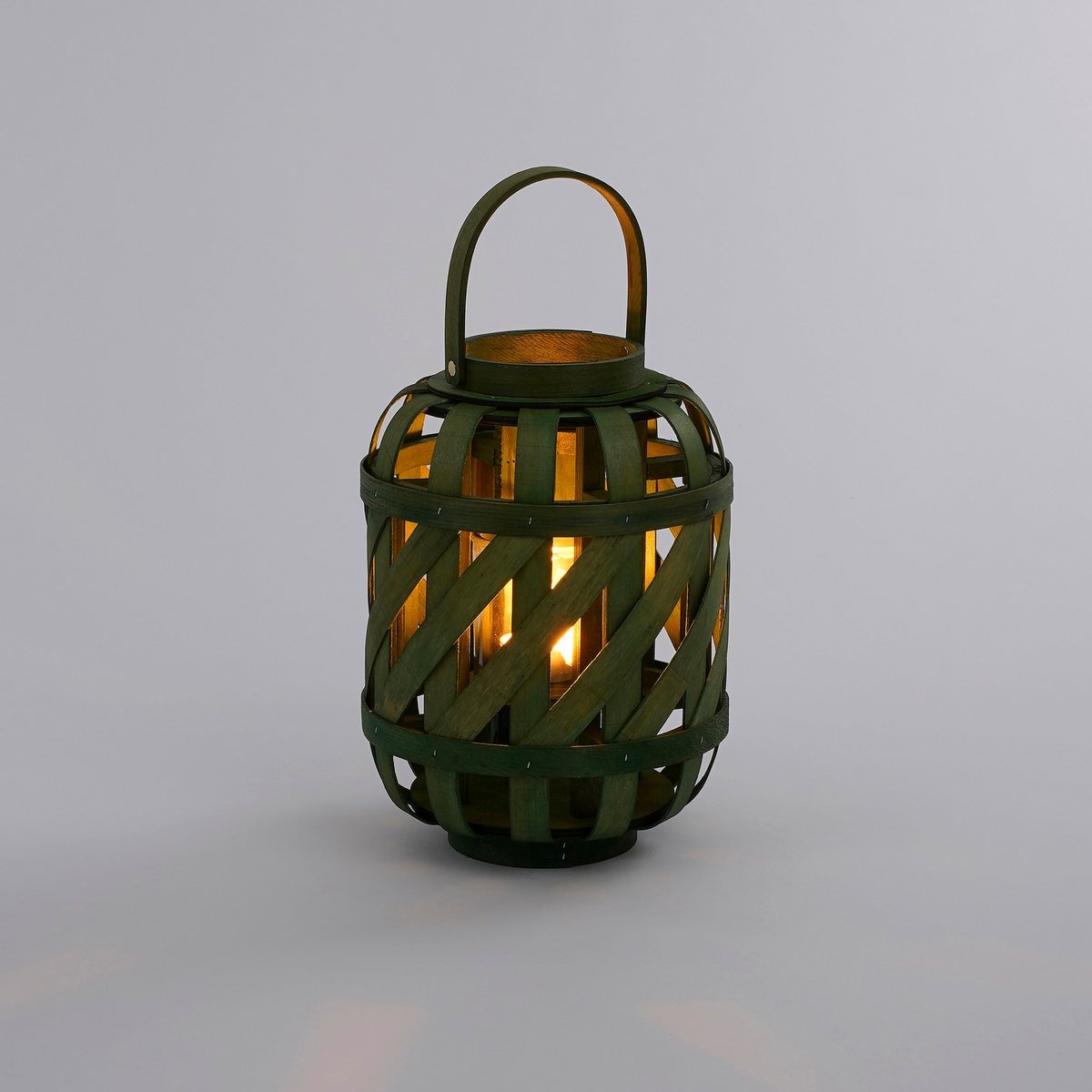 KantoormeubelenPlus Iwan Windlicht - H32 x Ø24 cm - Dennenhout - Donkergroen