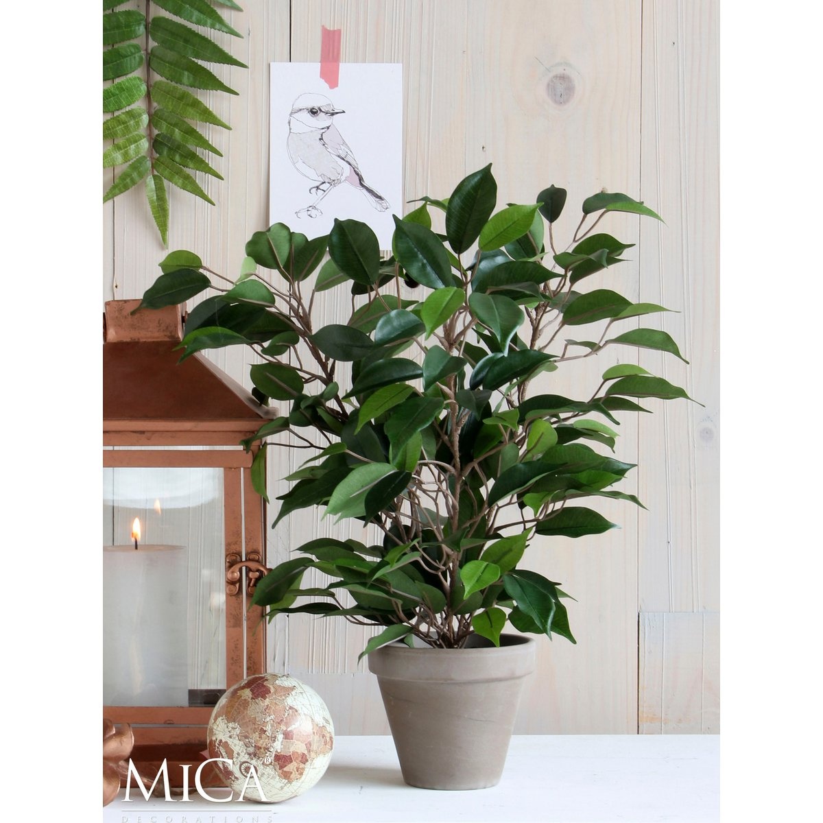 KantoormeubelenPlus Ficus Natasja Kunstplant in Bloempot Stan - H40 x Ø30 cm - Groen