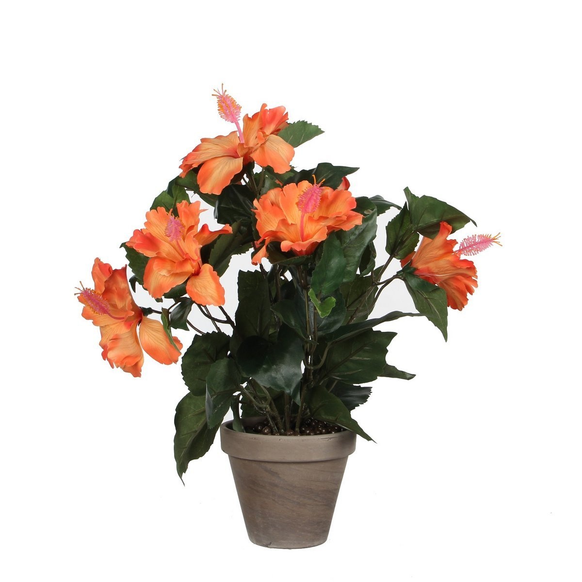 KantoormeubelenPlus Hibiscus Kunstplant in Bloempot Stan - H40 x Ø30 cm - Oranje